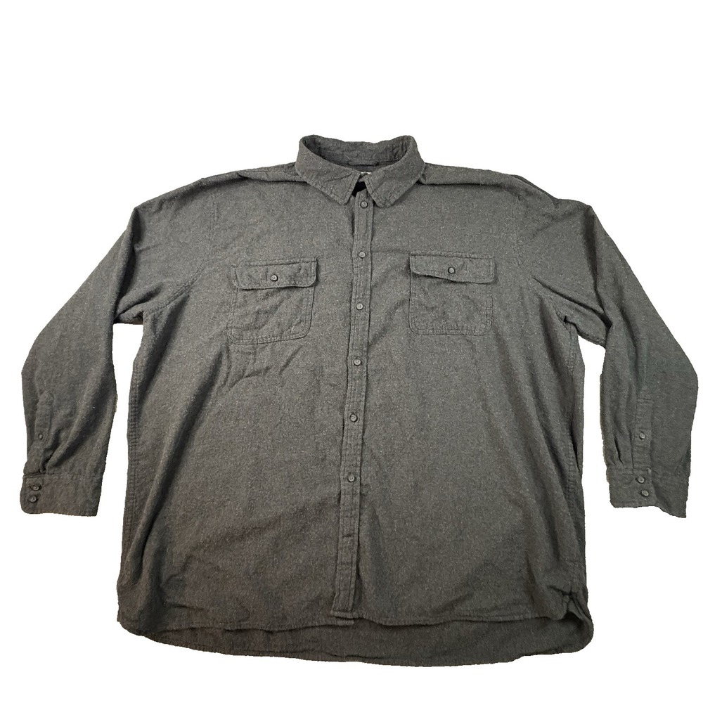 Mutual Weave Men's 4XLT Gray Flannel LS Button Up Shirt Big Tall Cotton SEE DESC